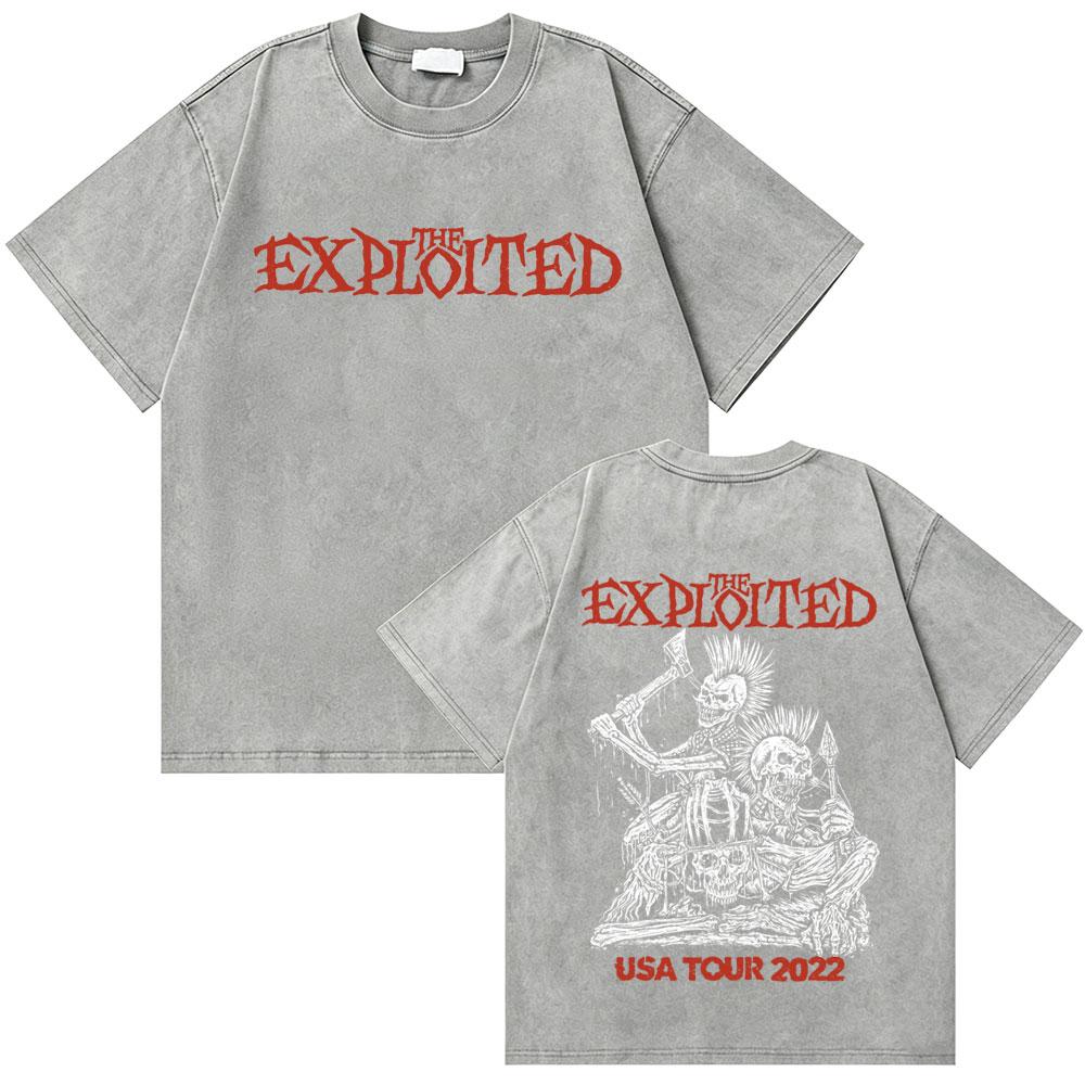 Washed Vintage Rock Band The Exploited Graphic Tshirt Men Women Retro Gothic Punk T Shirts Mens Fashion Oversized Streetwear