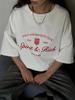 Luxury European and American Mid-Length Printed Summer T-Shirt, 2025 Trendy Short-Sleeve Style