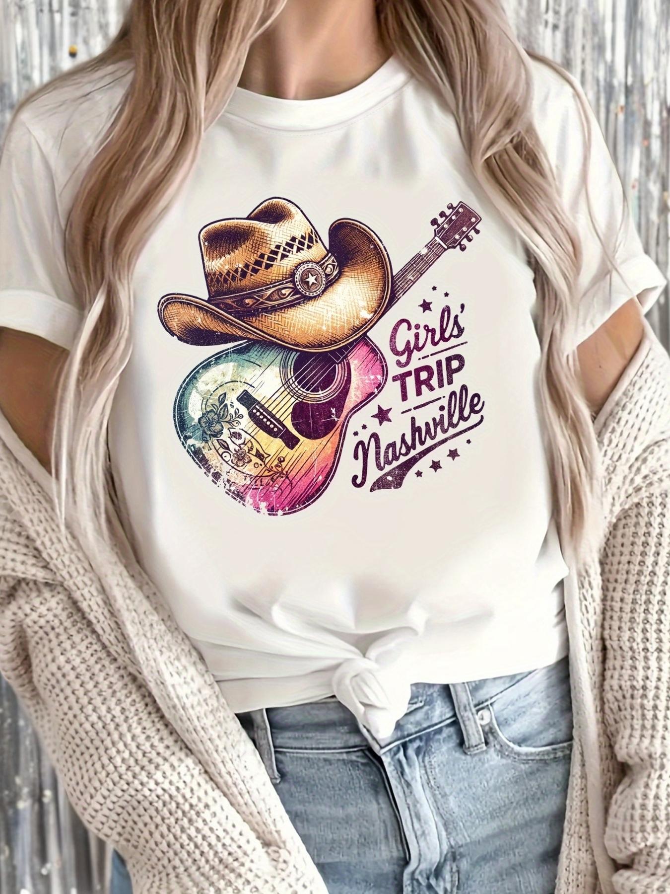 Cowboy Hat Guitar Girls Trip Nashville Graphic T-shirt XXXL