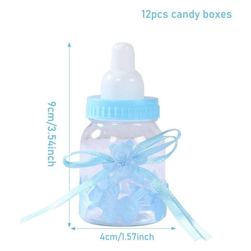 12 STÜCKE Flaschen im Futterstil Süßigkeitenflasche Geschenkbox Geburtstagsfeier Deko Kinder Babyparty Gastgeschenk Junge Mädchen Neugeborenes Säugling Taufe Süßigkeitentüte