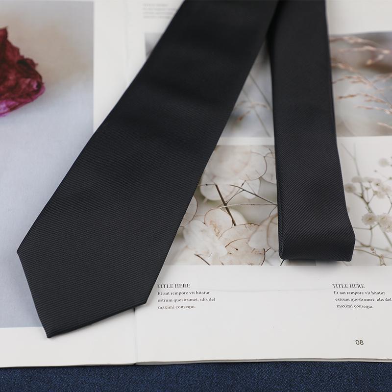 Black Ribbed 7CM Polyester Twill Men's Professional Tie