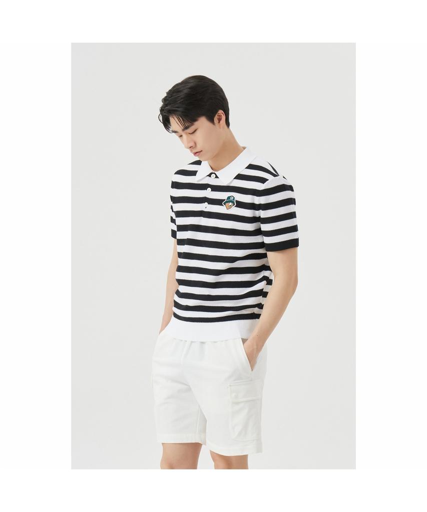 Goldeunbeeo (M) Striped Collar Sweater G4Wam26301Bkx