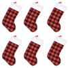 Red and Black Plaid Christmas Stocking Ornaments with Plush Details