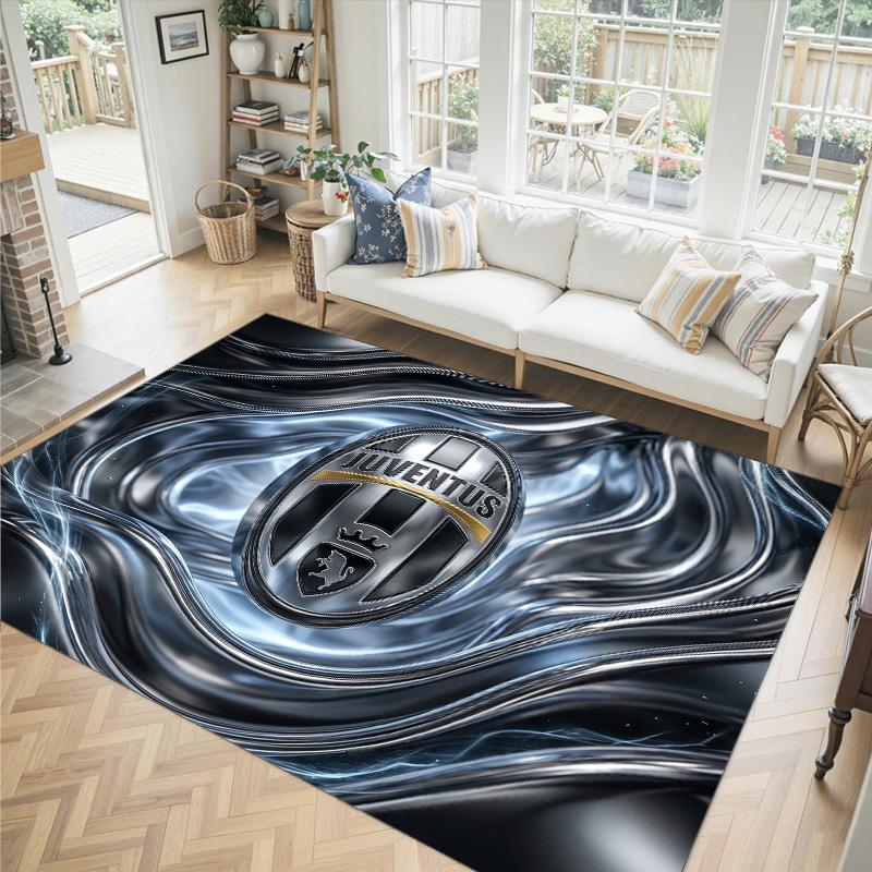 Juventus FC Design Crystal Velvet Carpet Cozy Non?Slip Printed Rug For Bedroom Living Room Entrance