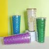 Stylish 700ml Double-Wall Insulated Plastic Tumbler With Straw Lid Gradient Fish Scale Design Adults