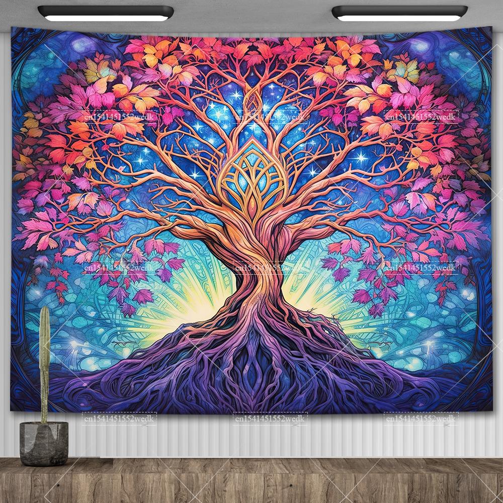 Celtic Tree of Life Tapestry Wall Hanging Room Decor Aesthetic Yoga Mats Landscape Tapestrys Wall Art Decorative Altar Cloths