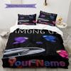 Biancheria da letto con motivo nome personalizzato Among Us, Set piumone Copripiumone Federa Regalo di compleanno per la casa(1 * copripiumino + 2 * federa, senza nucleo)