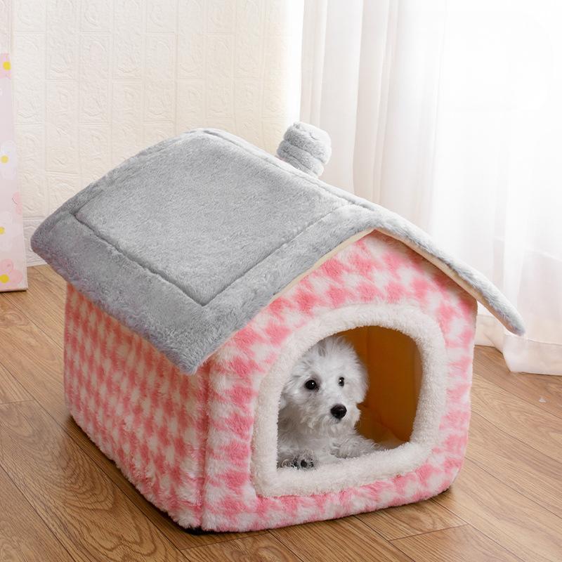 

Новое гнездо для собак и кошек, удобное осенне-зимнее плетение с узором «гусиная лапка», теплое и утолщенное гнездо для домашних животных, устойчивое к царапинам L (52 * 43 * 43)