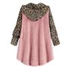 Women's Fashion  And Winter Buttoned Long Sleeve Leopard Print Patchwork Hooded Plush Jacket