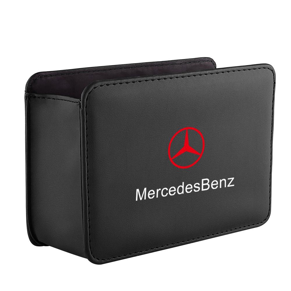 Car Door Storage Box Leather Auto Emblem Seat Back Trash Can For Mercedes Benz AMG W203 W206 W220 W205 W211 W212 W201 W210 W108