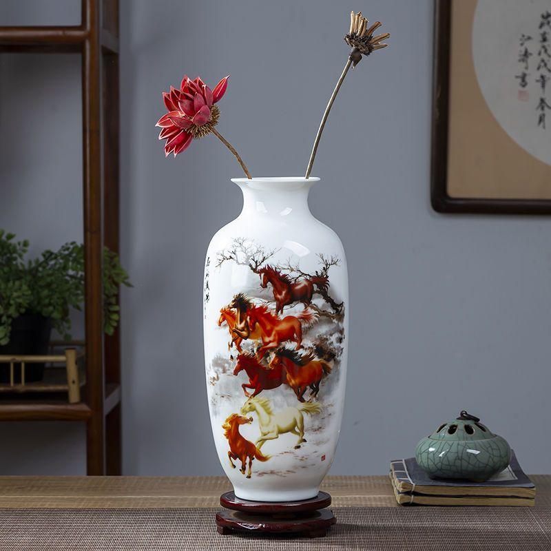 Chinese Jingdezhen Ceramic Vase Flower Arrangement Decoration Items Home Room Furnishing Ornaments Cafe Office Desk Accessories
