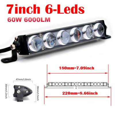 7inch Single Row Slim 4D LENS Led Offroad Light Bar Fog Driving Fit For ATV SUV TRUCK BOAT 4WD 4X4 Pickup Cars