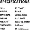 12"× 60" Real Carbon Fiber Fabric 3K 220Gsm 2X2 Twill Weave Cloth Black
