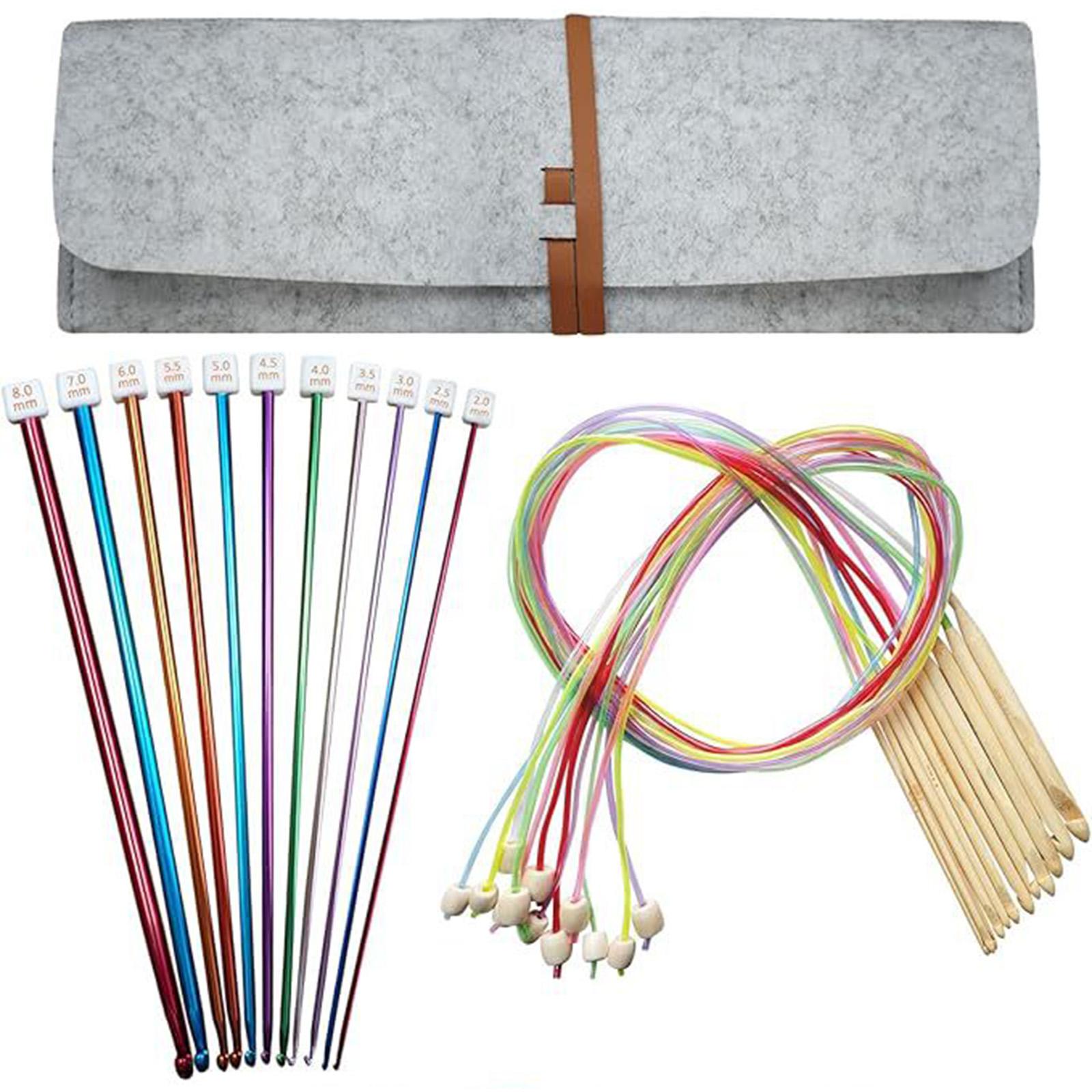 

12 шт. 3 мм-10 мм деревянные тунисские крючки для вязания с бусинами-кабелями 11 шт. алюминиевые афганские спицы 2 мм-8 мм для вязания