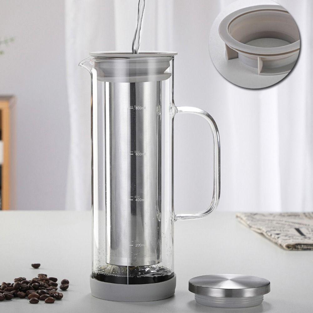 Large Capacity Cold Brew Coffee Maker Fine Mesh Steel Infuser Glass Coffee Carafe Home