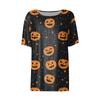 Women's Casual Short Sleeve Halloween & Pumpkin Print Round Neck Pullover T-Shirt Top