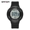 SANDA New 9073 Fashion Student Electronic Watch with Large Dial Waterproof LED Student Digital Electronic Watch