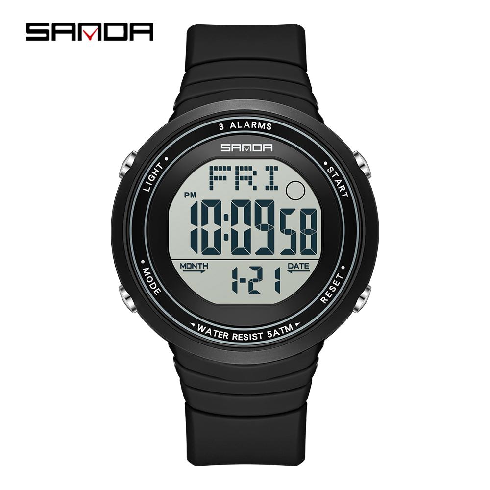 SANDA New 9073 Fashion Student Electronic Watch with Large Dial Waterproof LED Student Digital Electronic Watch