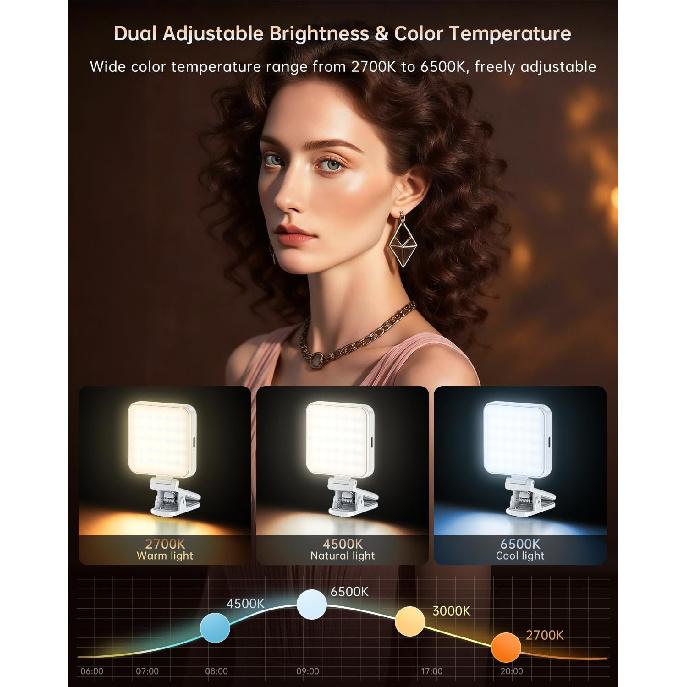 Portable Selfie Light for iPhone: Rechargeable Phone Fill Lights, Ring Light for Camera Picture, Makeup Photo, Video Conferences, Laptop Use, Zoom