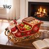Retro Christmas Decoration Santa Sleigh Table Centerpiece, Multi?Compartment Candy Fruit Serving Bowl, Holiday Home Ornament Festive Tabletop