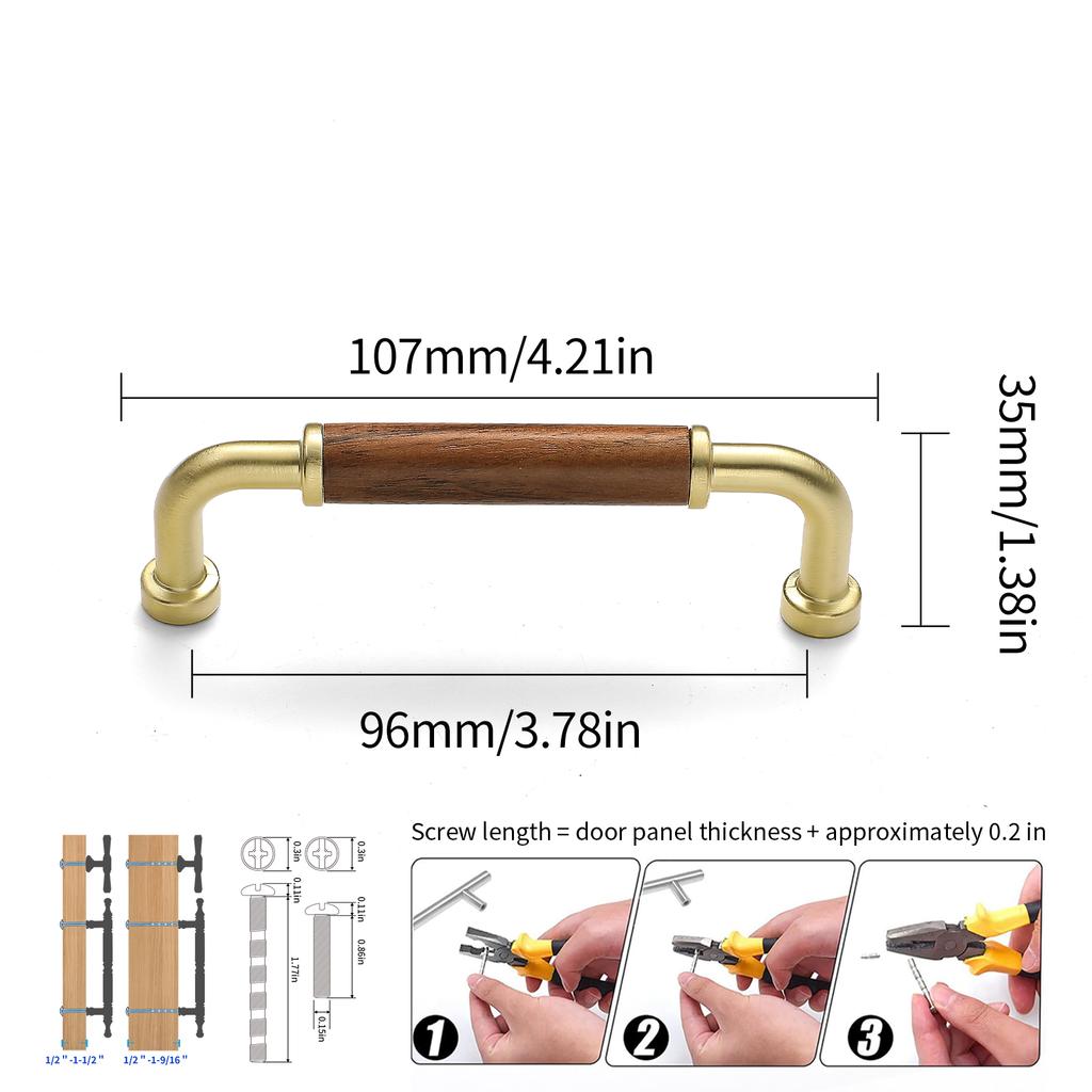 Walnut Pull Wardrobe Cupboard Handle Kitchen Door Cabinets Knobs Wood Cabinet Pull Nature Style Wooden Cabinet Handle