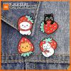 Cute Strawberry Cat Fruit & Animal Enamel Pin Cartoon Kawaii Orange Black White Cats Holding Strawberries Brooches Lapel Badges