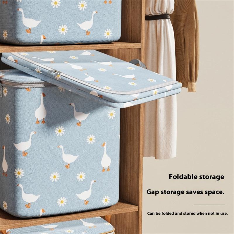 Oversized Clothes Organiser with Handle Reusable Nonwoven Fabric Seasonal Clothing Storage Container For Home Use