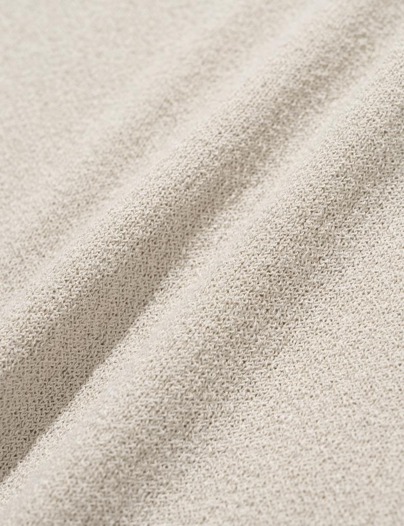 KNITTED Cool Summer Essential Round Short Sleeve Knit Tee Beige