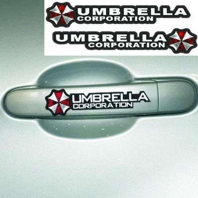 4 unids/set 12*2cm pegatinas de manija de puerta de coche con logotipo de Umbrella Corporation