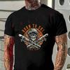 Born To Ski Skull Design Motorcycle T-Shirt Men's Casual Short Sleeve Tshirt Tops Tee