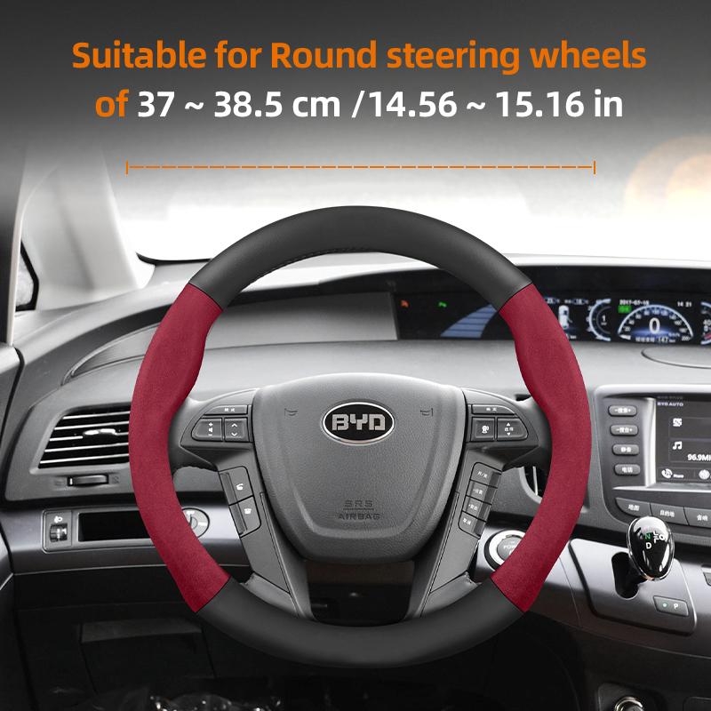 Suitable for Byd Suede Matte Carbon Fiber Texture Steering Wheel Cover Suitable for Dolphin Mini Seal Atto 3 King Shark 6 Song Pro Seagull F0 MM20