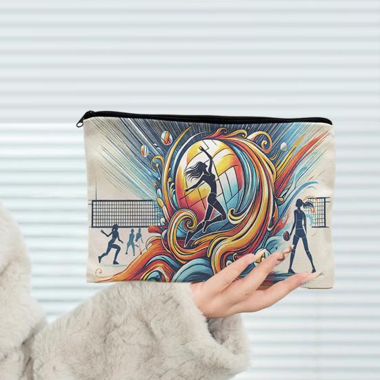 xiaobudian Canvas Storage Bag, with Smooth Zipper, Large Capacity Portable Makeup Pouch, Toiletry Organizer for Stationery And Cosmetics