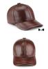 Men's Genuine Leather Baseball Cap - Winter Warm Flat Cap for Middle-Aged & Elderly