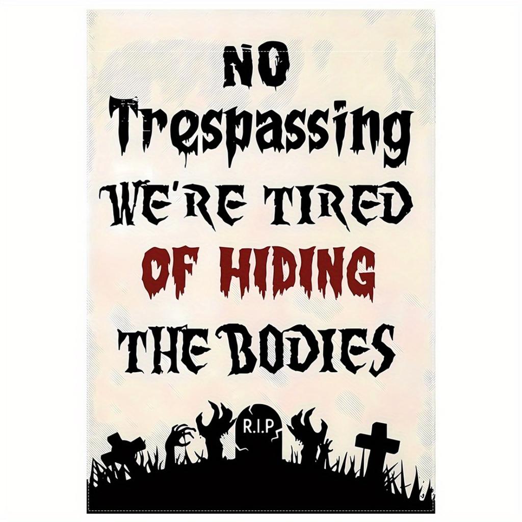 1pc 30x45cm White Halloween Garden Flag Suitable for Halloween Yard Outside Decoration No Flag Pole 12X18 Inch