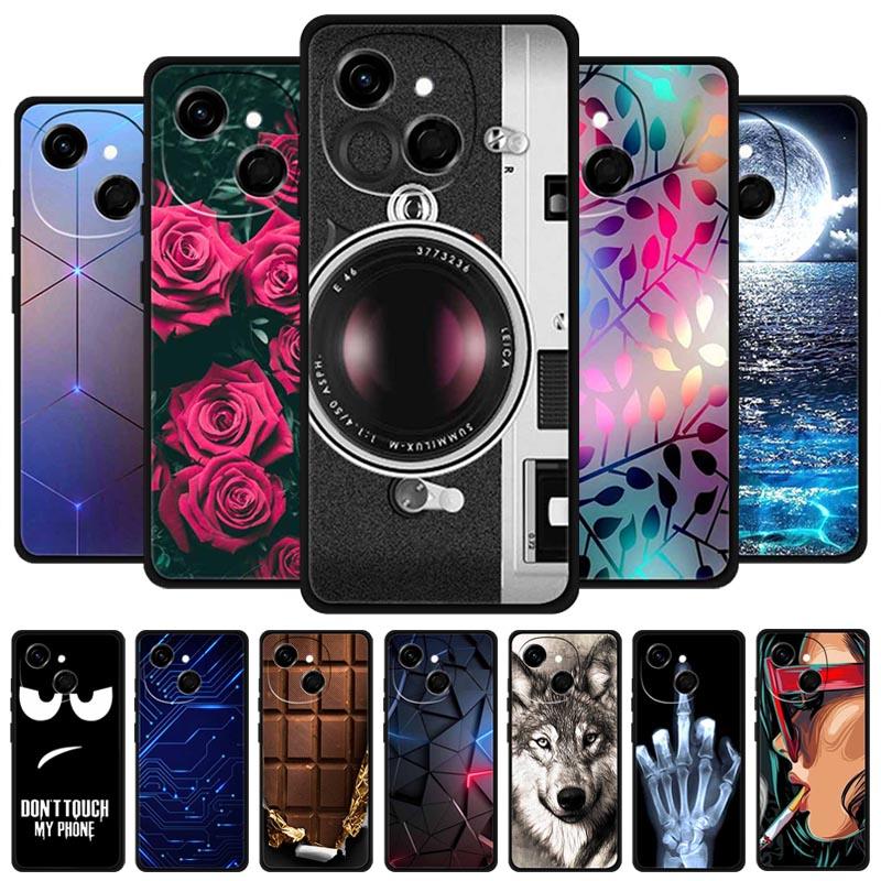 For Tecno Spark 40C Case Soft Black TPU Silicone Back Shockproof Cover for Tecno Spark40C 40 C Case Pop 10 Pro Butterfly Funda