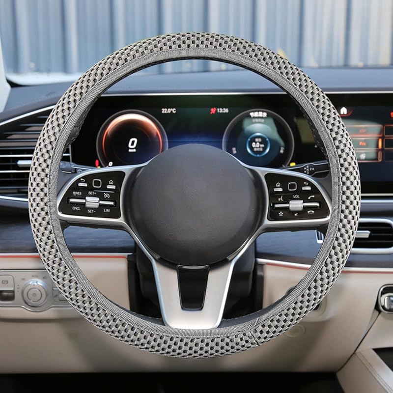 Elastic Stretch Steering Wheel Cover, Anti-Slip 15 Inch Microfiber Odorless Breathable Ice Silk Car Steering Wheel Protector, Easy Carry, Warm In