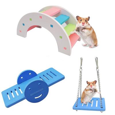 1Pc Hamster Toys Wooden Rainbow Bridge Seesaw Swing Toys Small Animal Activity Climb Toy Diy Hamster Cage Accessories