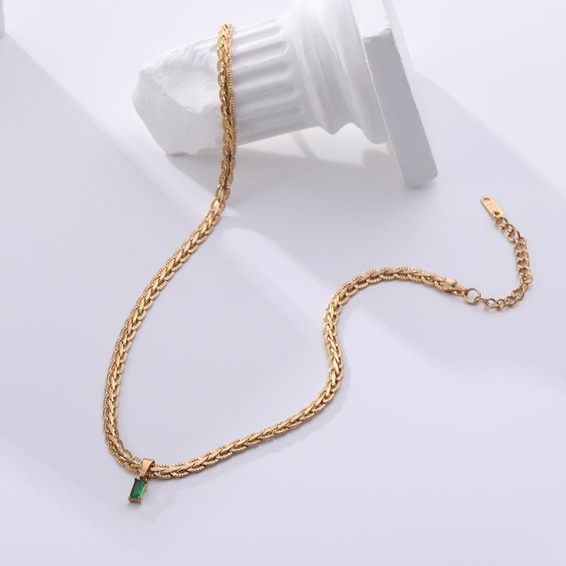 European and American retro spot zircon necklace simple vacuum electroplating keel chain factory spot