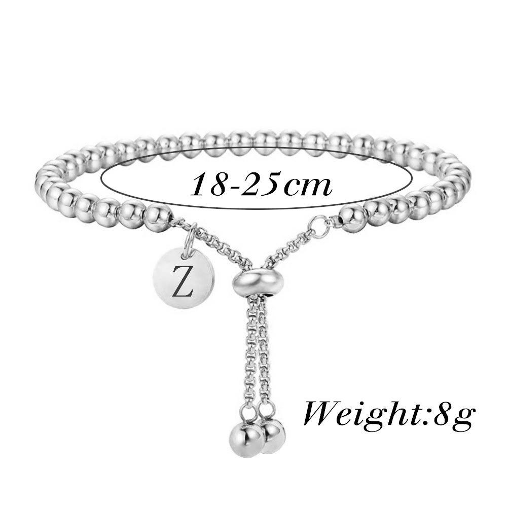 Kadınlar Kızlar için AZ Harfli Boncuklu Bilezikler Alfabe Monogram Charm Altın Rengi Gümüş Rengi Bilezik Paslanmaz Çelik