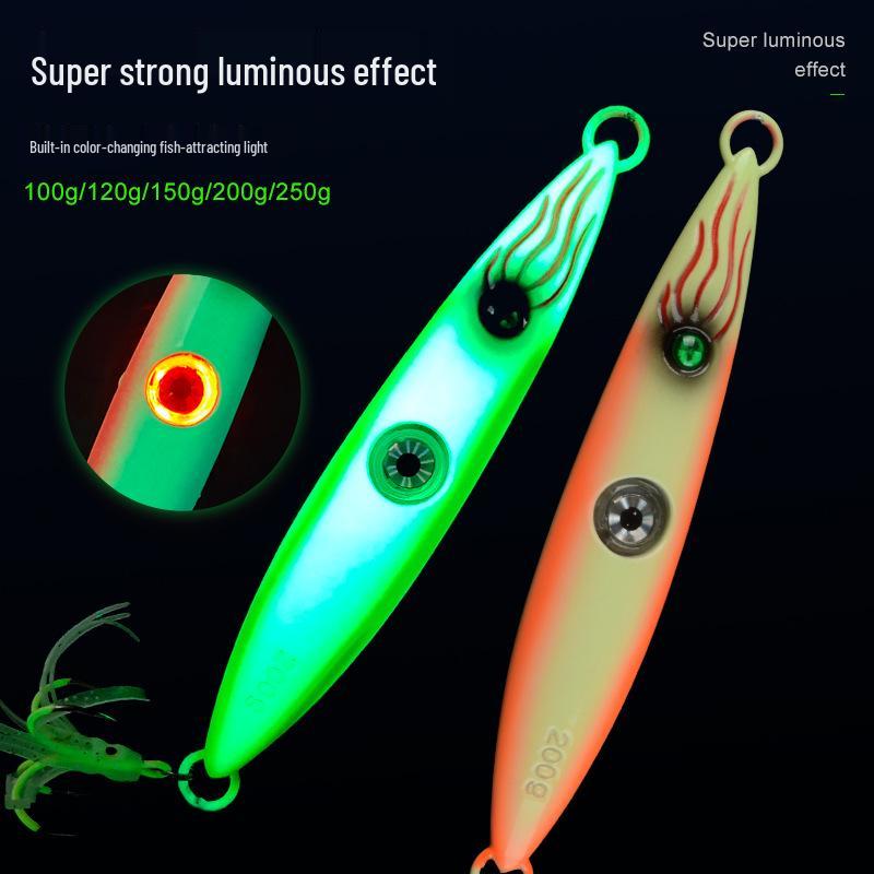 Super Bright Luminous Iron Plate Fishing Knife with Fish-Attracting Light for Overnight Sea Fishing