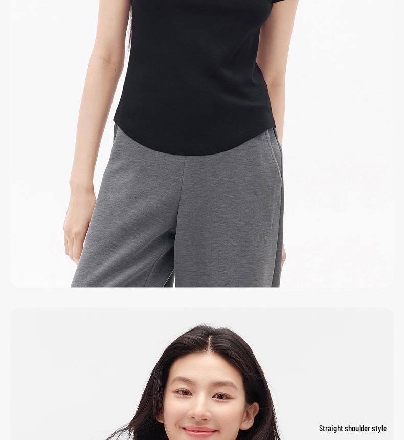 Cotton Aesthetics: Women's Slim Fit Square Neck Short Sleeve Top