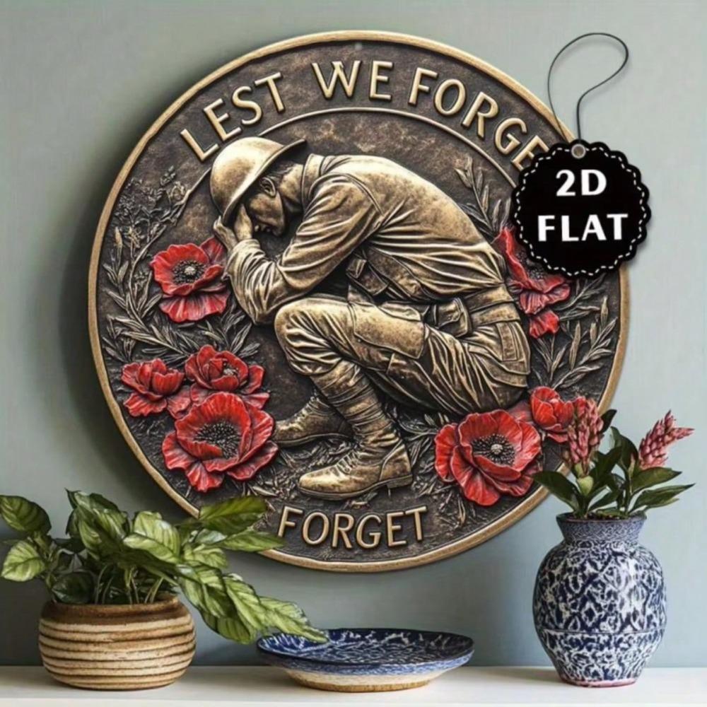 Australian Soldier Remembrance Metal Wall Art Poppy Memorial Plaque Durable Decor