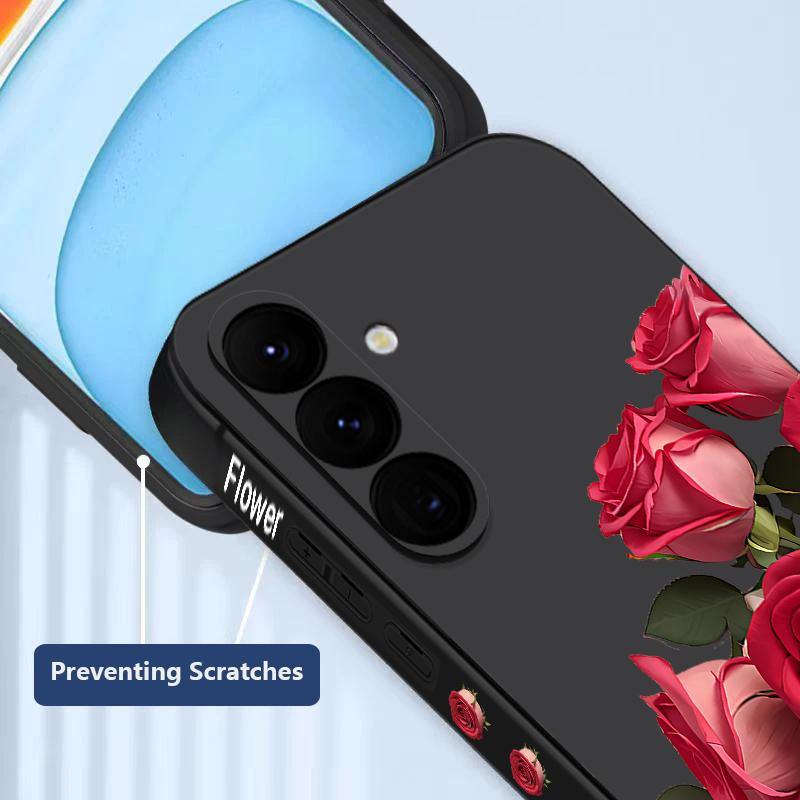 Lanyard Soft Case For Samsung Galaxy S24 S25 Ultra S23 S22 Ultra S21 S20 FE A14 A34 A15 A35 A52 A53 A54 A55 5G A16 A36 A56 Rose Flowers Case Cover