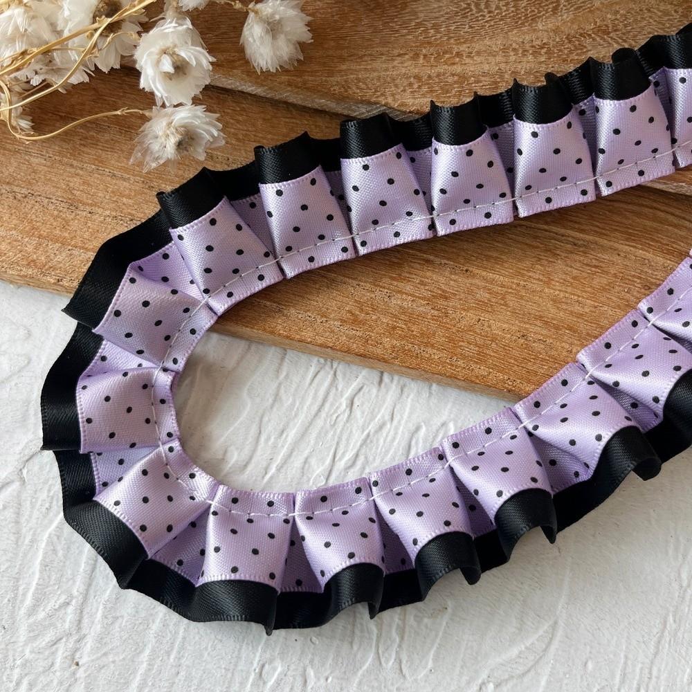 2M Pleated Ribbon Trim Ruffle Trim Collar Cuff Trim Lolita Dress Ribbon Needlework Crafts DIY Double Layer Lace Ribbon