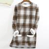 Women's Fashion Plaid Print Round Neck Long Sleeve Plush Winter Warm Pullover Top