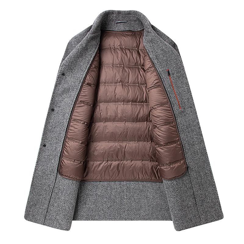 FAPAI Men's Detachable Down Lined Wool Overcoat