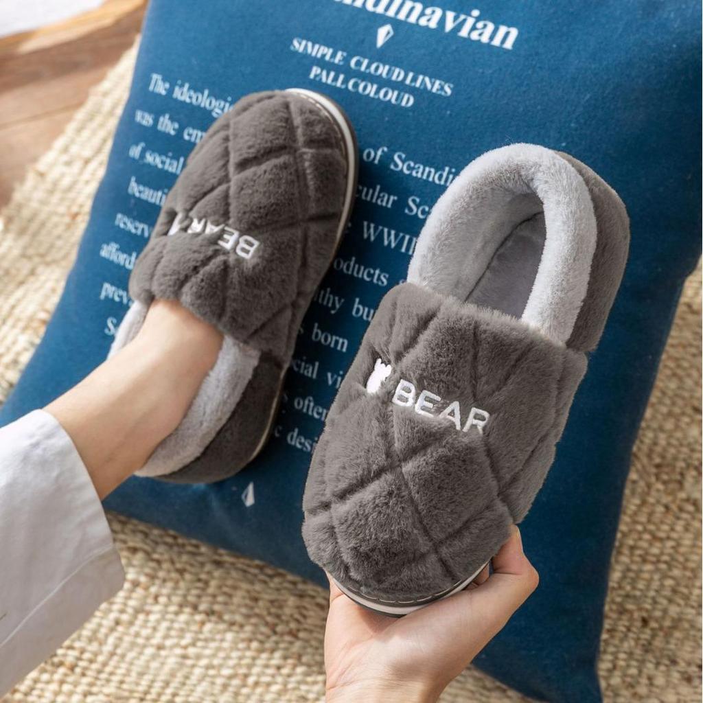Men's & Women's Winter Wool-Cotton Slippers - Indoor/Outdoor, Heel-Covered, Plush Velvet-Lined, Warm & Cozy
