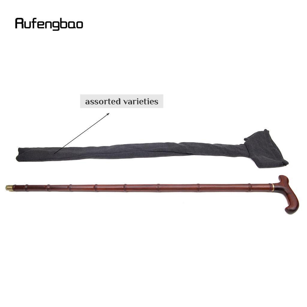 Red Wooden Single Bamboo Joint Fashion Walking Stick Decorative Cospaly Party Walking Cane Halloween Crutch Wand Crosier 94cm