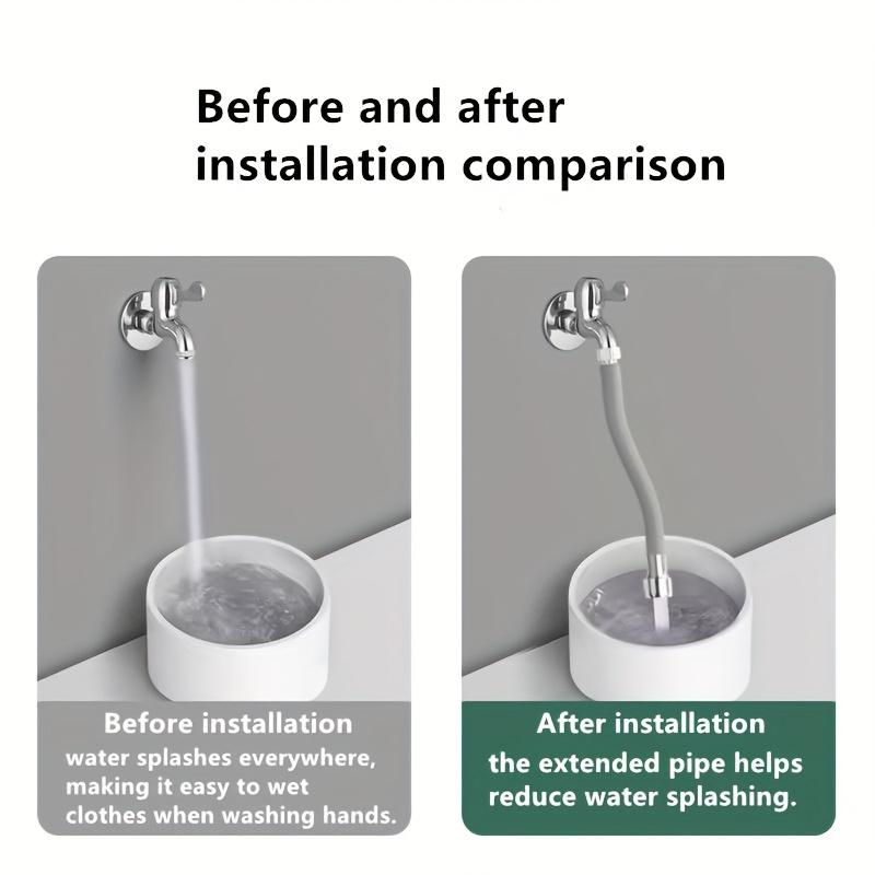 Flexible Faucet Extender 30/50cm Flexible Outlet Hose 360° Rotation Flexible Fixation 201 Stainless Steel And Plastic Structure