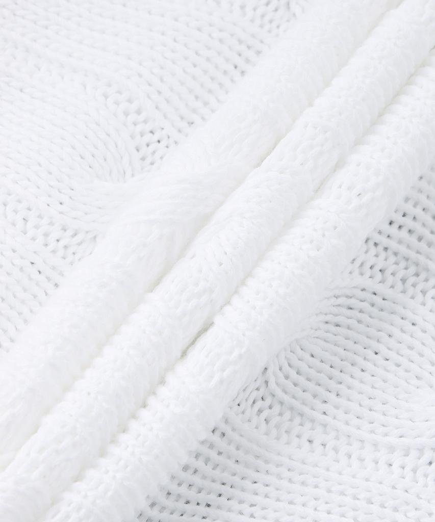 POLO RALPH LAUREN Cable Knit Cotton V-Neck Sweater - White